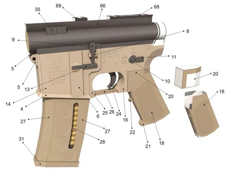 MK18 Assault Rifle Papercraft Model 1:1 Scale 3D DIY Military Paper Toy ...