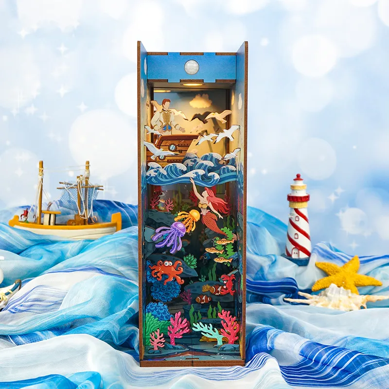 DIY Wooden Book Nook Shelf Insert Kit The Mermaid Bookend