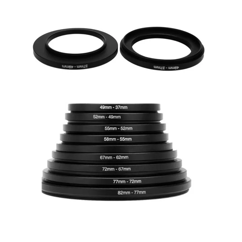 Lens Filter 72mm Adapter Ring Set: 37 82mm 82 37mm Step Up/Down