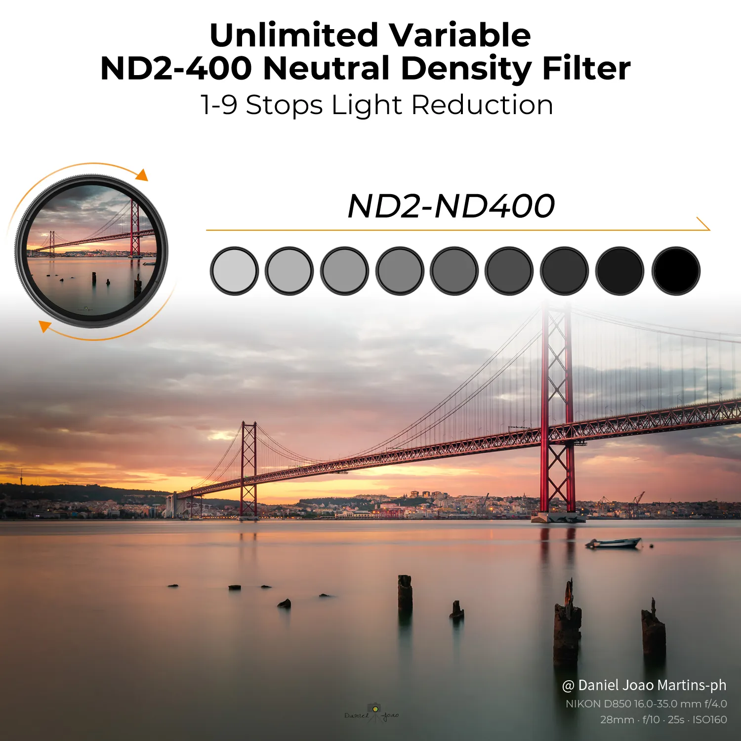 58 Mm ND-Filter – Verstellbar ND2 Bis ND400, Aus Optischem Glas Für Bessere Fotos