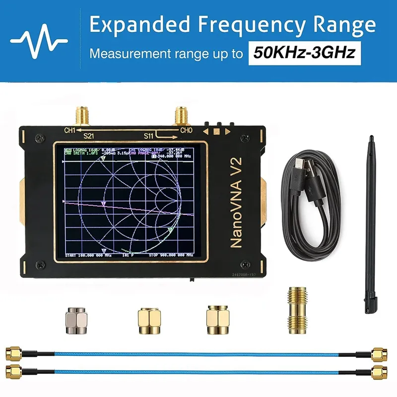Analizzatore Di Rete Vettoriale NanoVNA-F V2, 50KHz-3GHz, Anysecu, Display 4.3"