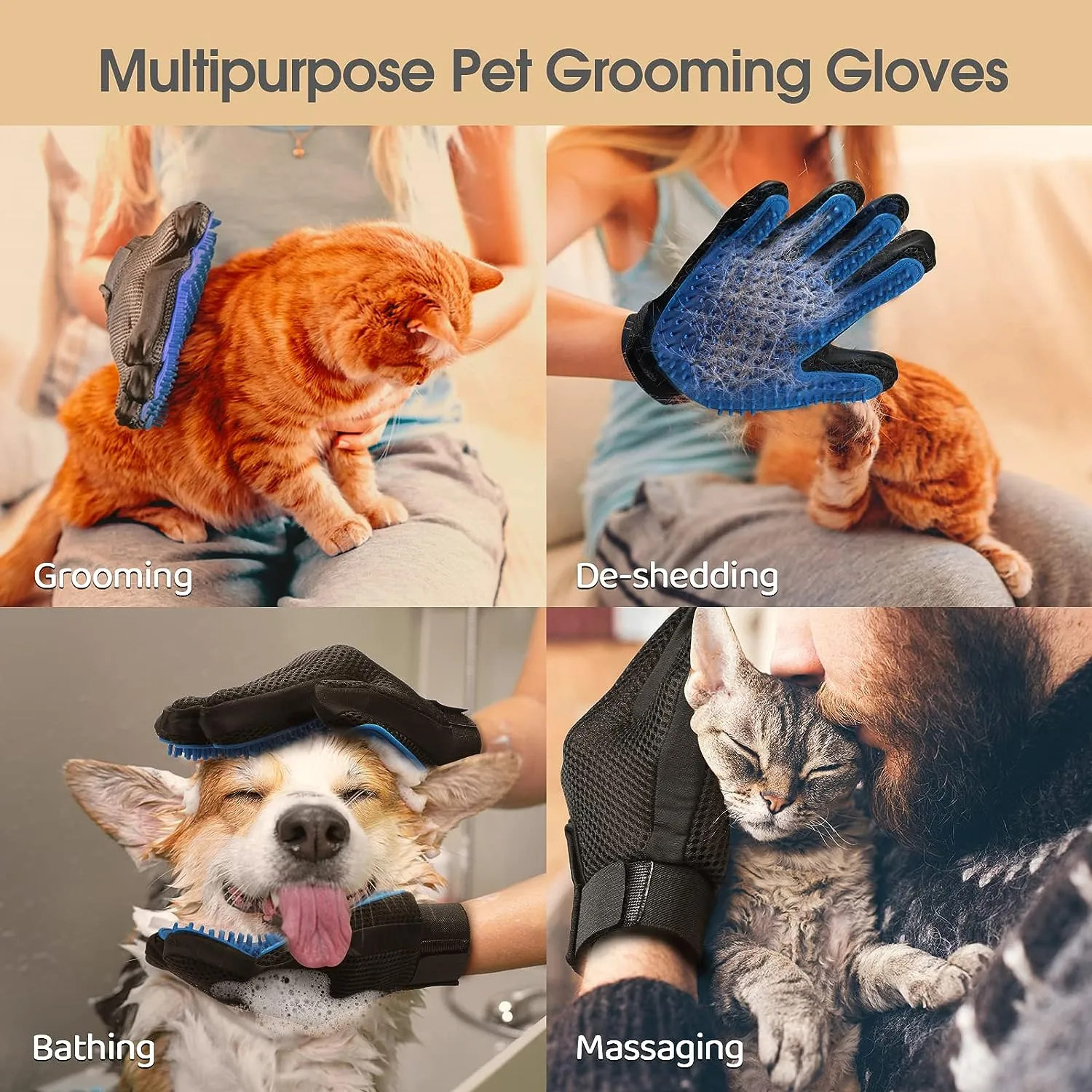 Efficient Pet Grooming Gloves For Gentle Shedding And Underarm Ingrown Hair Ideal For Dogs Cats And Horses From Homepro14 Vendor 32.95 DHgate.Com