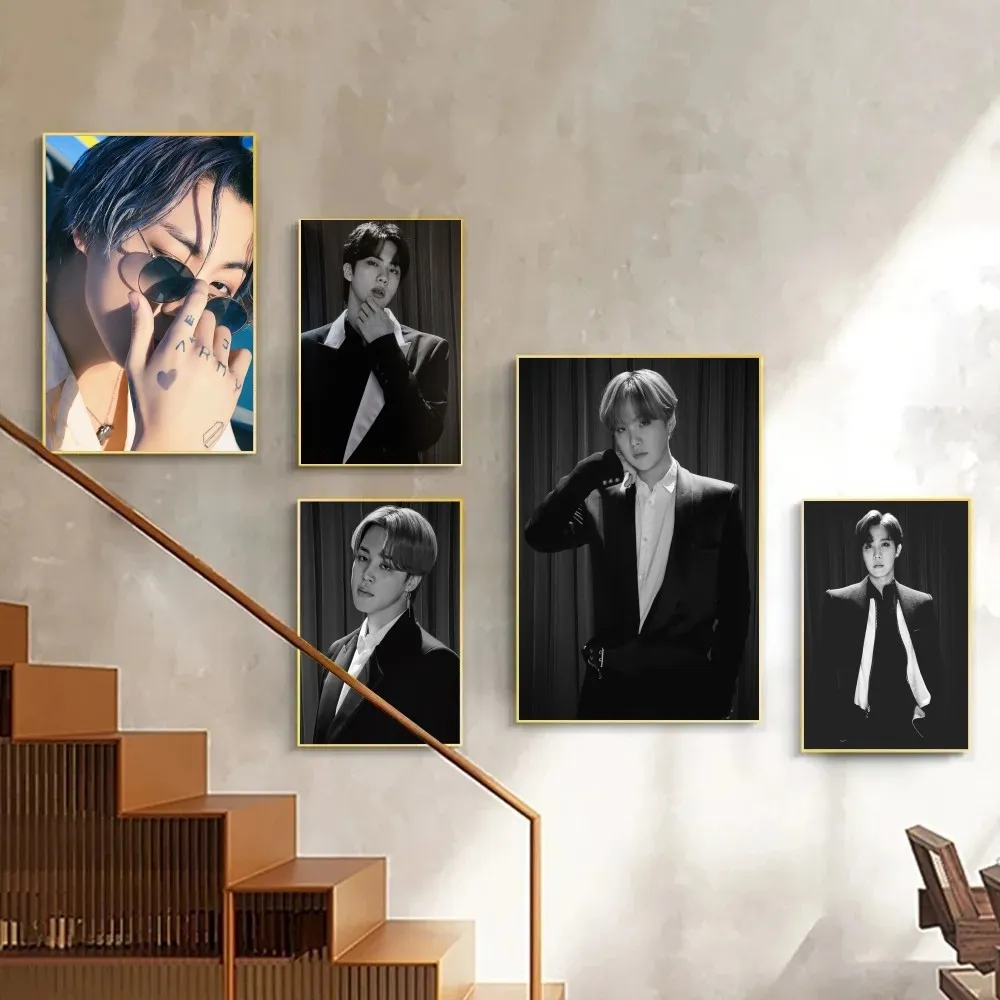 Kpop Wall Decor Sticker, Black/White, for Bedroom, Living Room, Dorm ...