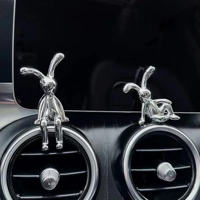 Rabbits Decor Car Ornament: Cute Wooden Rabbit Decor, Lightweight