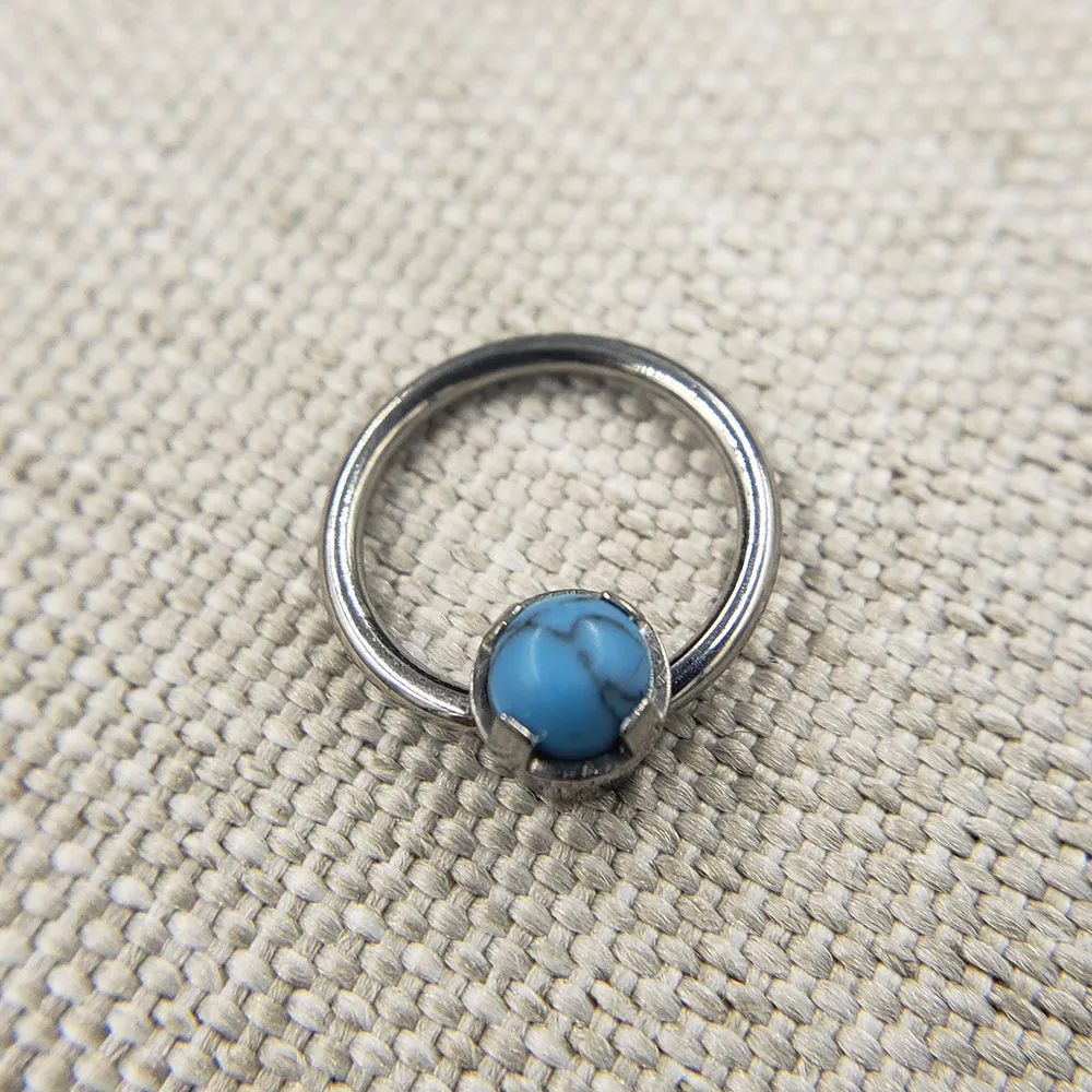 G23 Titanium Opal 16g Captive Bead Ring – CBR Septum Nose Lip Piercing Jewelry, 3mm Ball