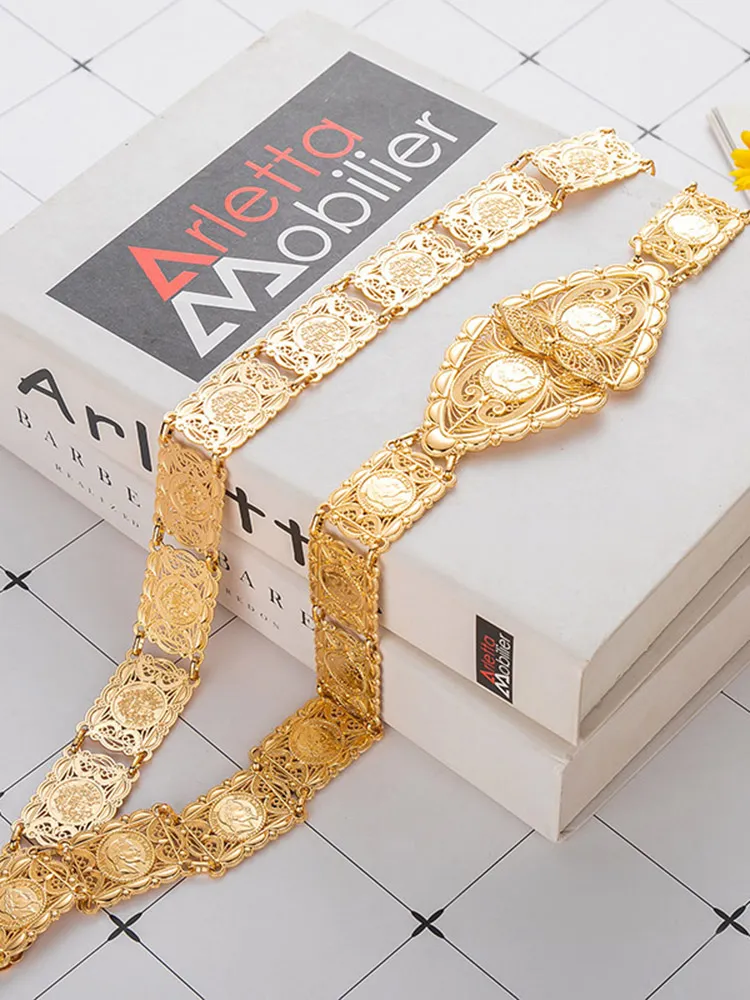 Gold Metal Plated Belly Chain Belt with Coin Waist Chain  display picture 1