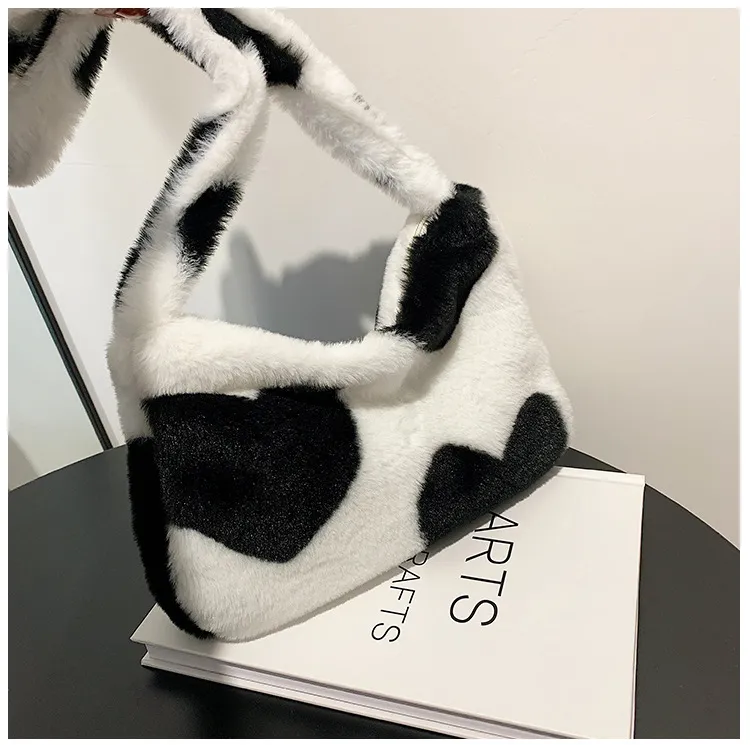 Retro Heart Printed Plush Sherpa Shoulder Bag Fluffy Womens Portable Faux Fur Handbag For Autumn Winter From Ddmyday 11.59 DHgate.Com