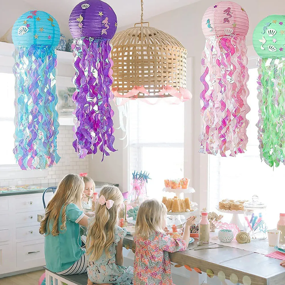 Purple & Lavender Chinese Paper Lanterns Set – 16pcs Hanging Lanterns For Wedding, Birthday, Mermaid Theme Party Decor