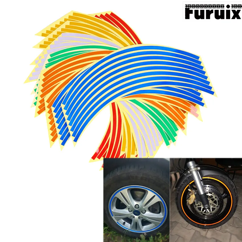 Adesivi Riflettenti 18'' Per Cerchi Auto E Moto - Strisce Decorative Bicolore Per Ruote - 2