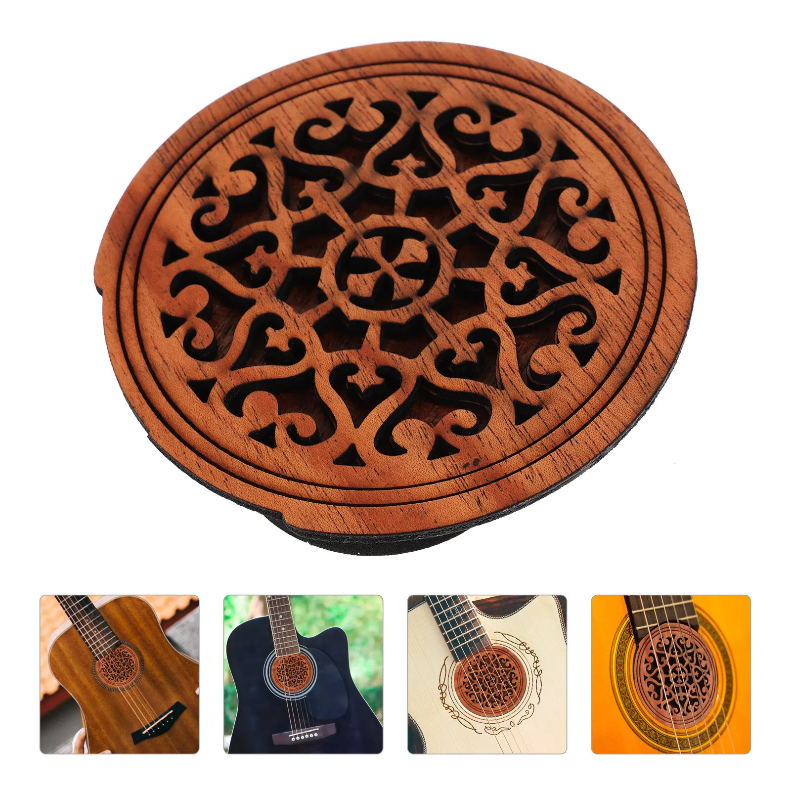 Couvercle de trou de son de guitare, bloc de trou de son en bois Halt Feedback Prevention (#2) Accessoires de performance