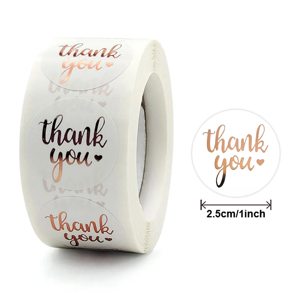100-1 Inch Gold Foil Thank You Stickers, Wedding Gift Cards Envelope ...