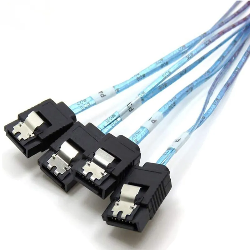 Mini SAS To SATA Cable – SFF-8087 36Pin To 4x SATA 7Pin – 1 Meter Length – Amphenol
