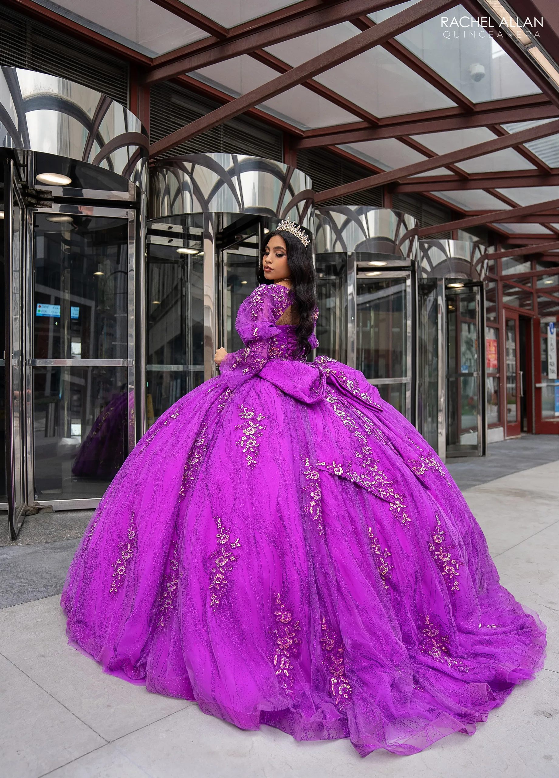 Purple Sequined Ball Gown Quinceanera Dress with Long Juliet Sleeves and  Lace-Up Back from Dhgate Quinceanera Dresses - price 203.52