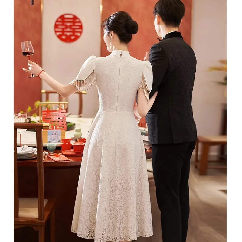 Plus Size Wedding Dress 3XL-5XL Tassel Sleeve Qipao Cheongsam A-Line  Polyester Broadcloth from Dhgate Empire Wedding Dresses - price 124.92