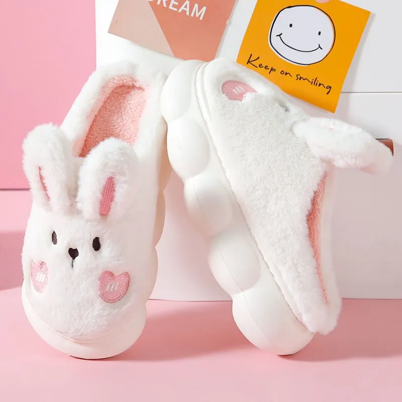 Cute Rabbit Wish Fluffy Slippers Kawaii Bunny Slippers: Women's
