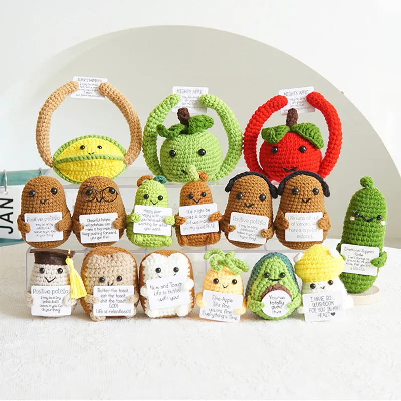 PICKLE BUDDIES Positive Coffee Crochet Plushie – Cute Emotional Support Buddy For Your Desk, Stress Relief & Smiles
