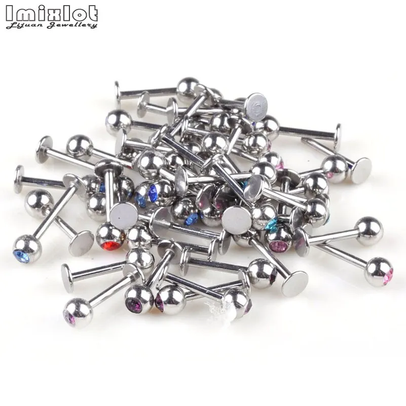 16G CZ Stainless Steel Labret Lip Piercing Skull Lip Ring Conch Piercing Jewelry