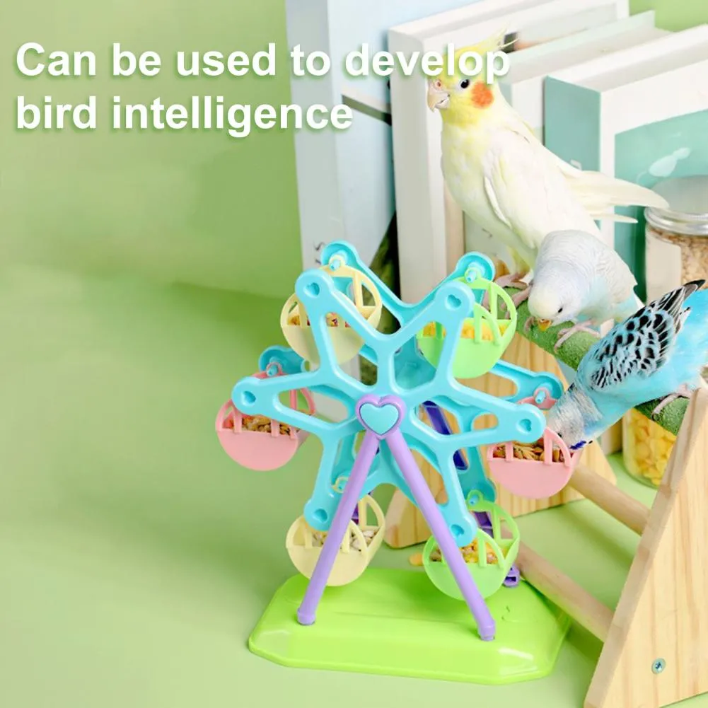 Parrot Cage Accessories With Hanging Toys That Encourage Foraging Behavior Reference: 2025 Parrots Colorful Intelligence Training Set With Wheel Feeder
