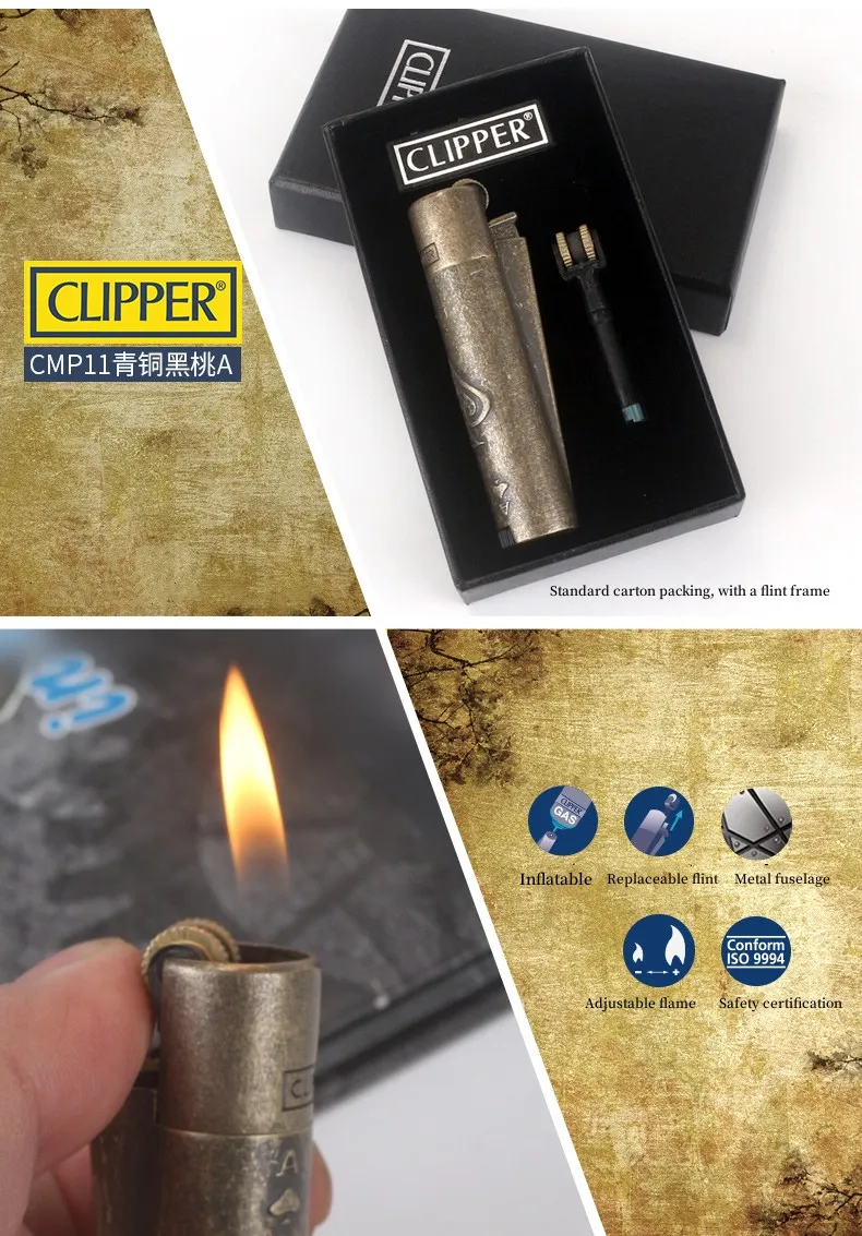Classic Vintage Spanish Clipper Metal Wheel Igniter CMP11 Large Butane Gas  Lighter with Gift Box from Dhgate Raincoats