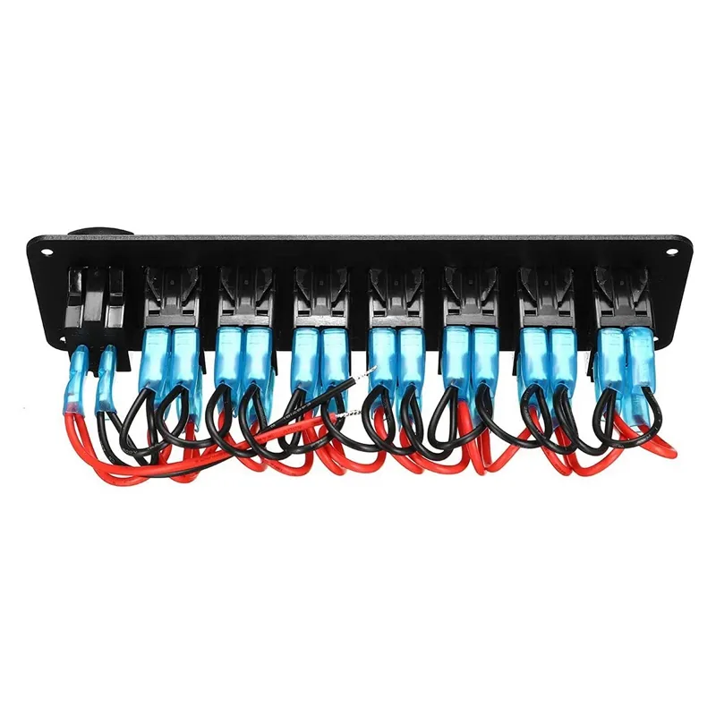 8 Gang Waterproof LED Rocker Switch Panel – 12V/24V For Boat Or Car