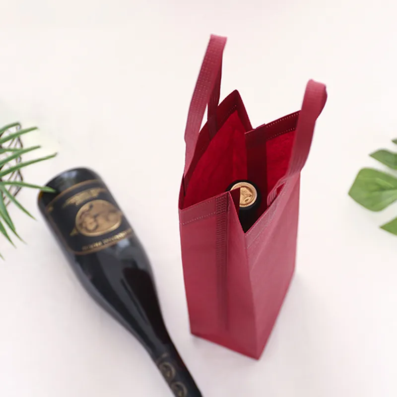 DHgate Nonwoven Single Red Wine Bottle Gift Bag with Handle for Special Occasions Office School Business Industrial
