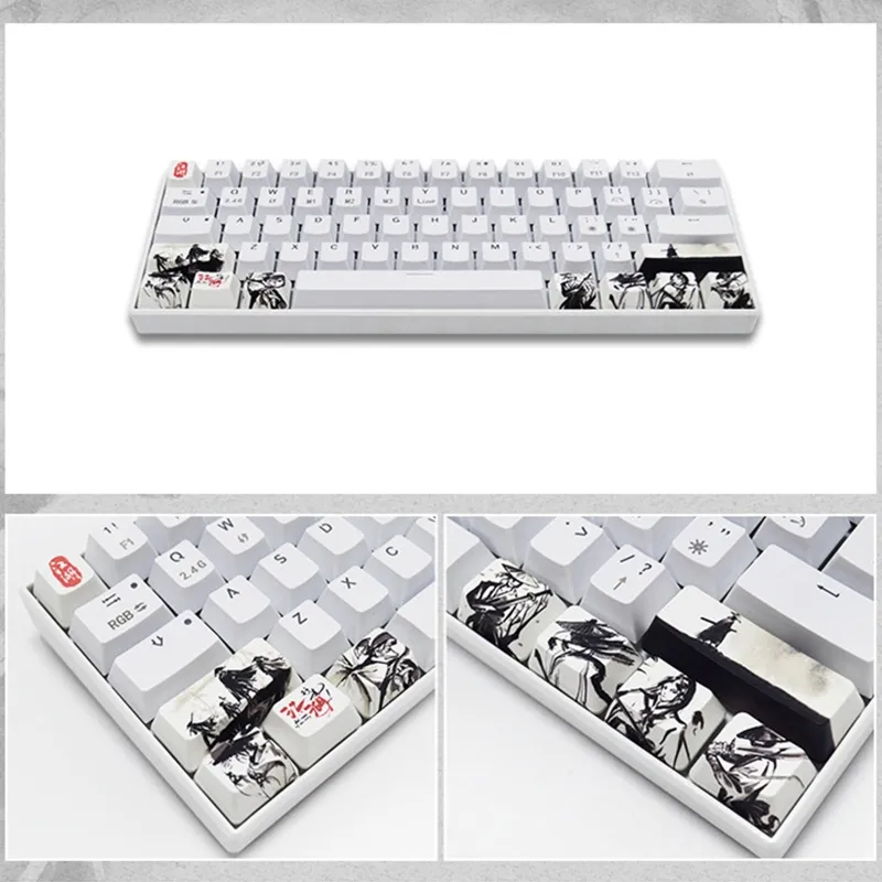 Cherry MX Keycaps: Set PBT Dye Sub Keycaps, Compact Design R1 SHIFT ESC ...