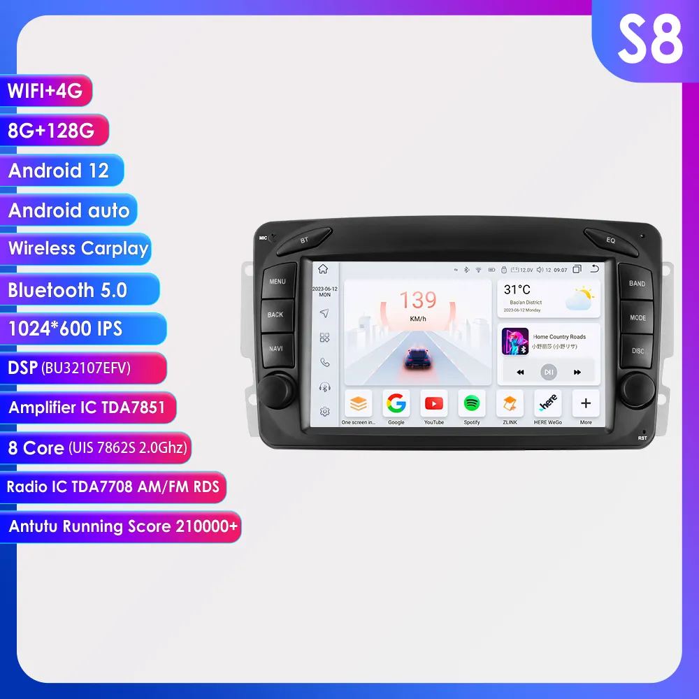 87862 Android 12 Autoradio For Mercedes Benz CLK W209 A W168