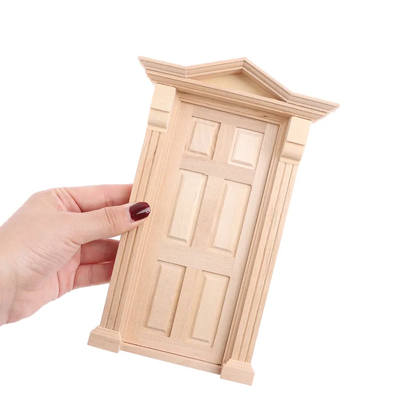 Miniature Dollhouse Furniture: Unpainted Wood Door, 1:12 Scale DIY - Main Image