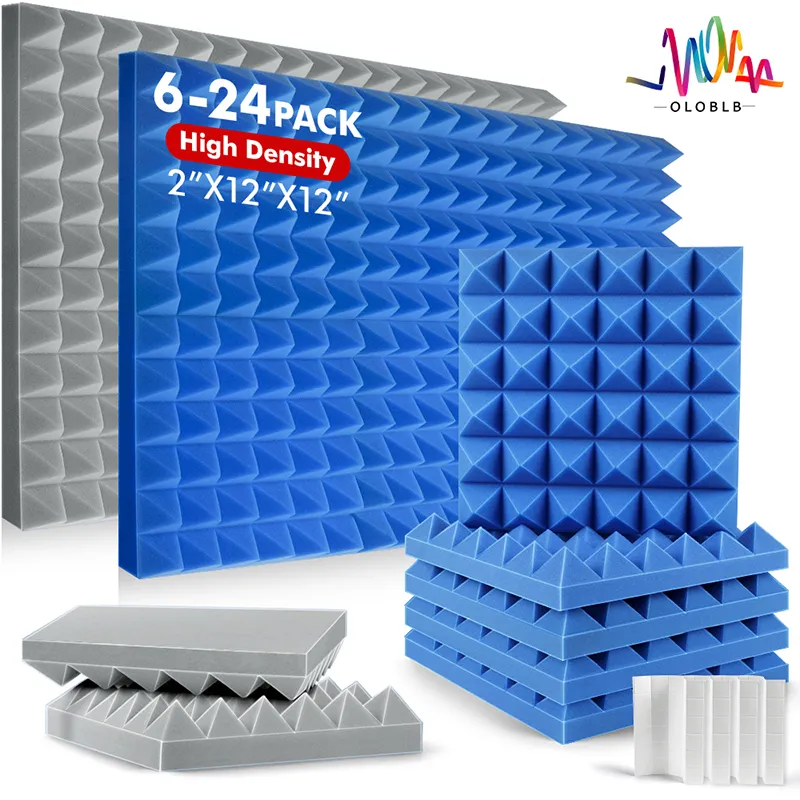 Studio Acoustic Foam Panels Self-Adhesive Pyramid Soundproof Foam Wall ...