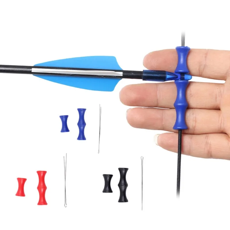 Archery Bowstring Finger Saver 2 Inch/1.2 Inch Silicone Finger Guard For Adult, Black, 4 Pack - View #8