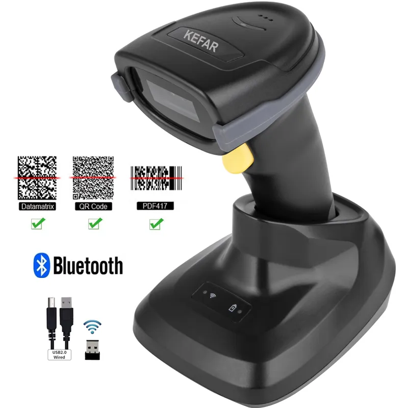 Lettore Di Codici A Barre 2D W8-X - Wireless 2.4G, Bluetooth E USB | Compatibile Con QR, PDF417, DataMatrix Per IOS, Android, PC