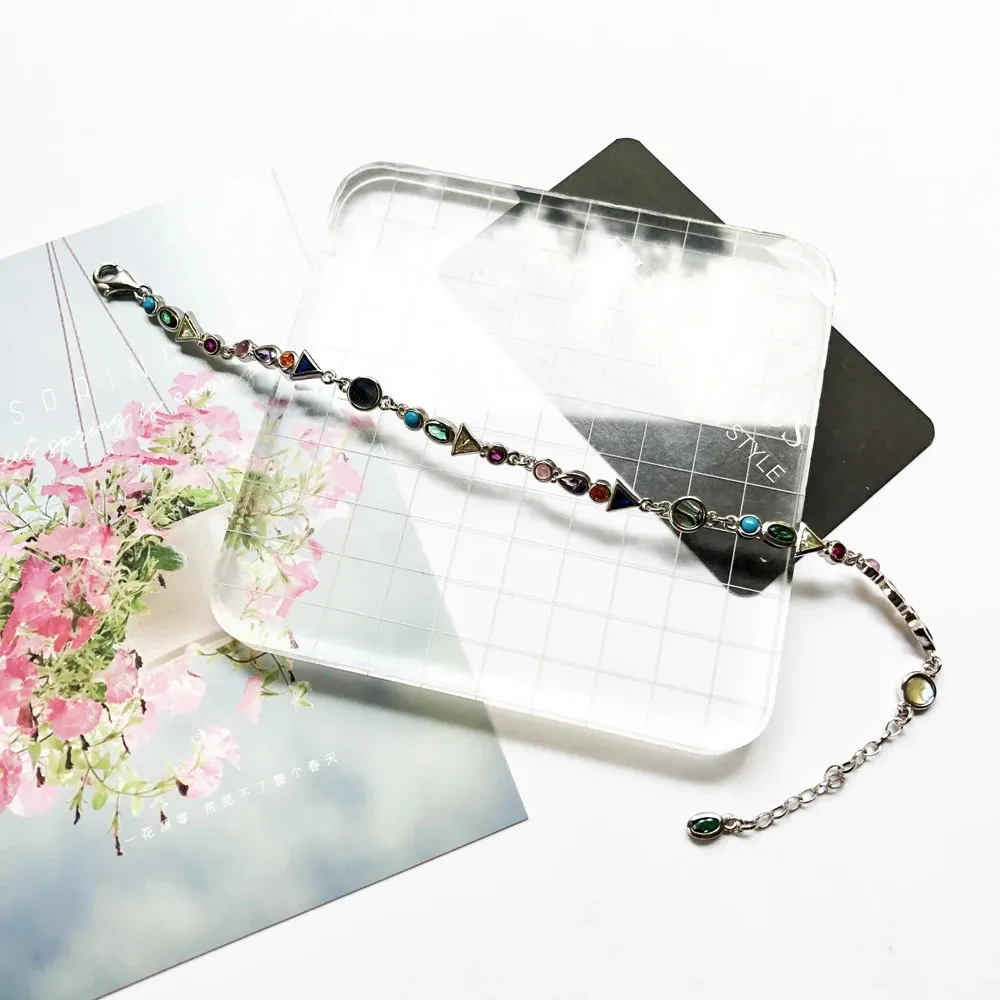 DHgate.com:2024 925 Sterling Silver Colorful Link Chain Boho