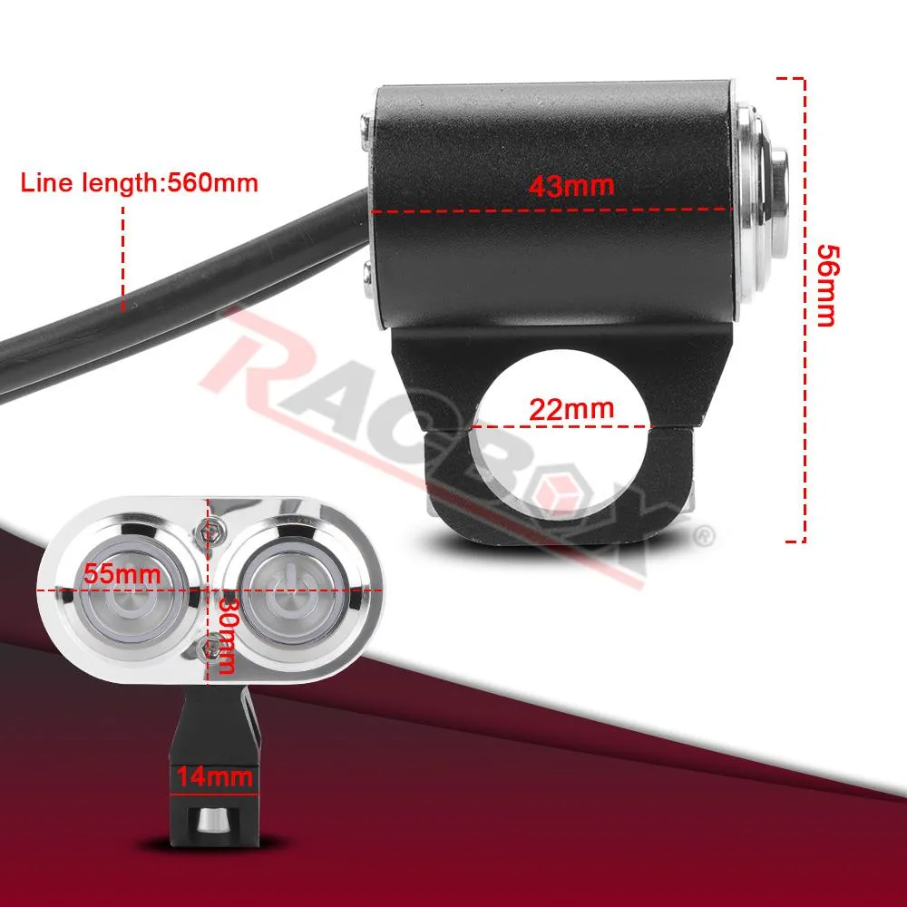 12V Motorcycle Handlebar light On/Off Switch Waterproof ATV Headlight Fog Spot 12V Motorcycle Handlebar light On/Off Switch Waterproof ATV Headlight Fog Spot