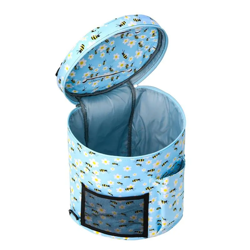 TOGETRUE Portable Yarn Bag For Knitting & Crochet - Large Blue Canvas Storage Organizer With Drawstring & Yarn Holes