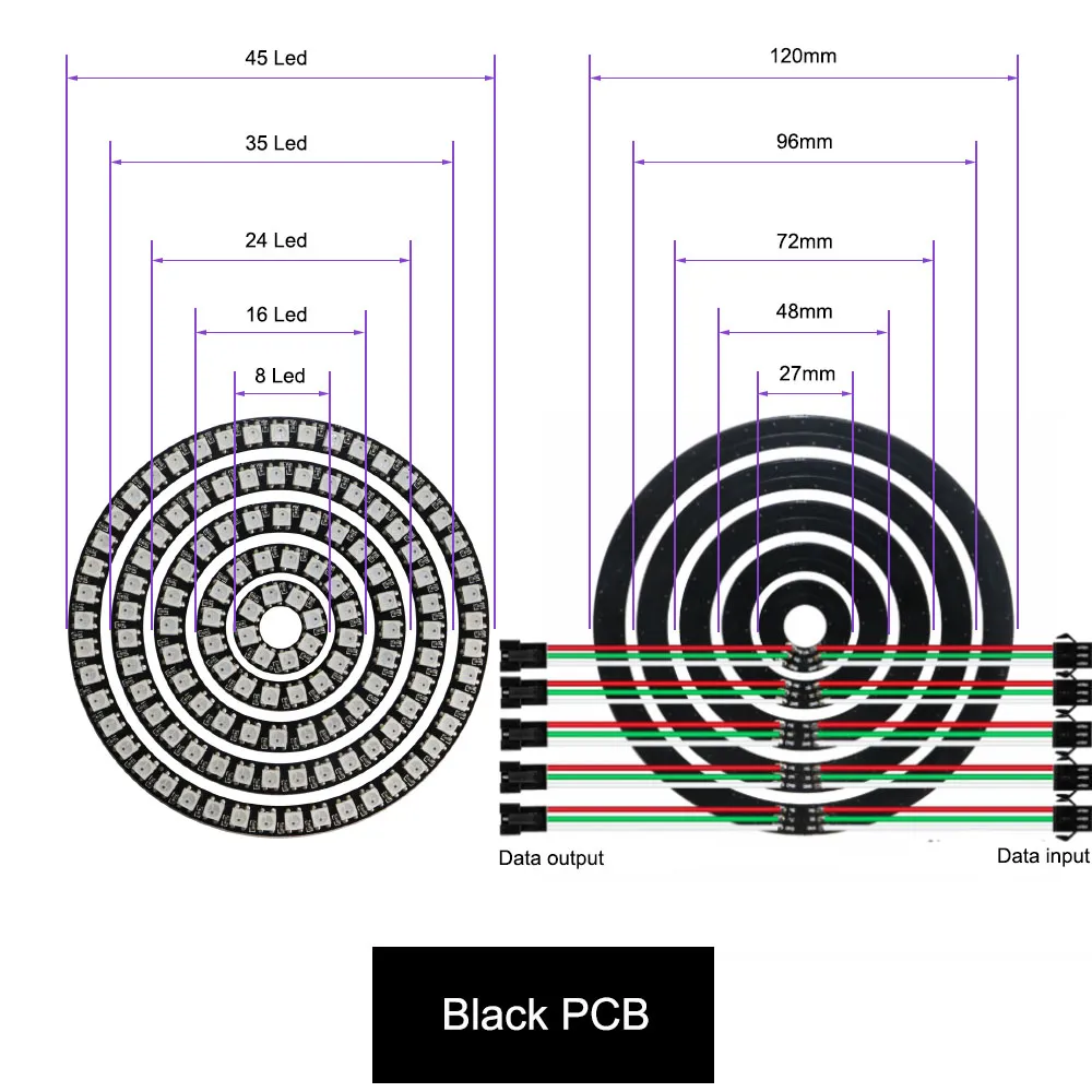 WS2812 Round Modules RGB LED Ring Full Color Built In... From Ddmyaug ...