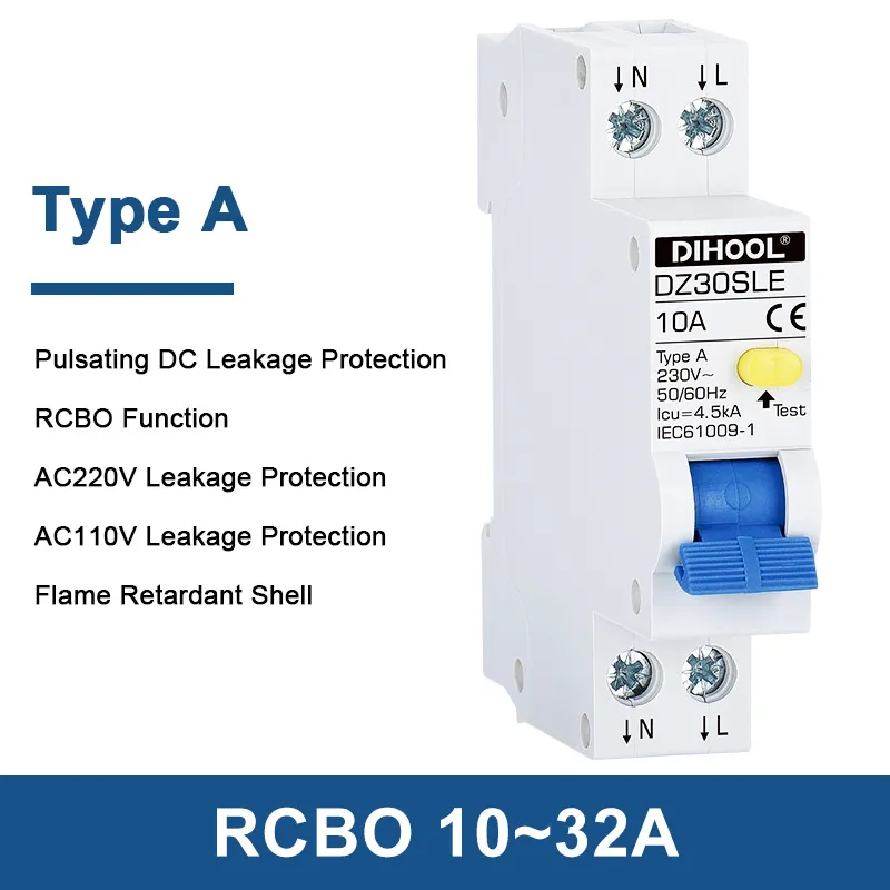 10KA Type B 63A RCD Circuit Breaker For Leackage Protection