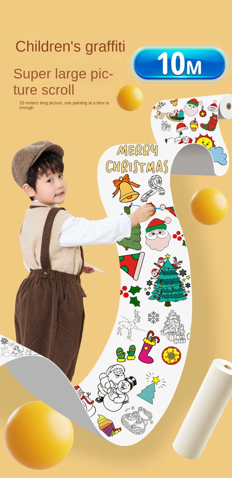 DHgate.com:Extra-Long Christmas Coloring Paper Roll - Festive Graffiti ...