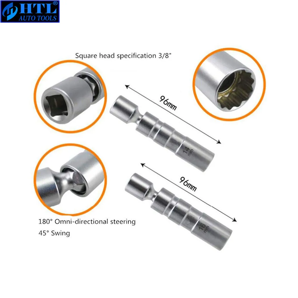 14MM 16MM Thin Wall Magnetic Swivel Spark Plug Socket 12-Point Removal Tools AT