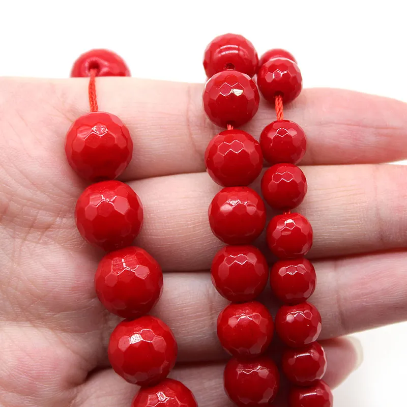 5-6mm Round Orange Coral Beads, Loose Gemstone Spacer Beads