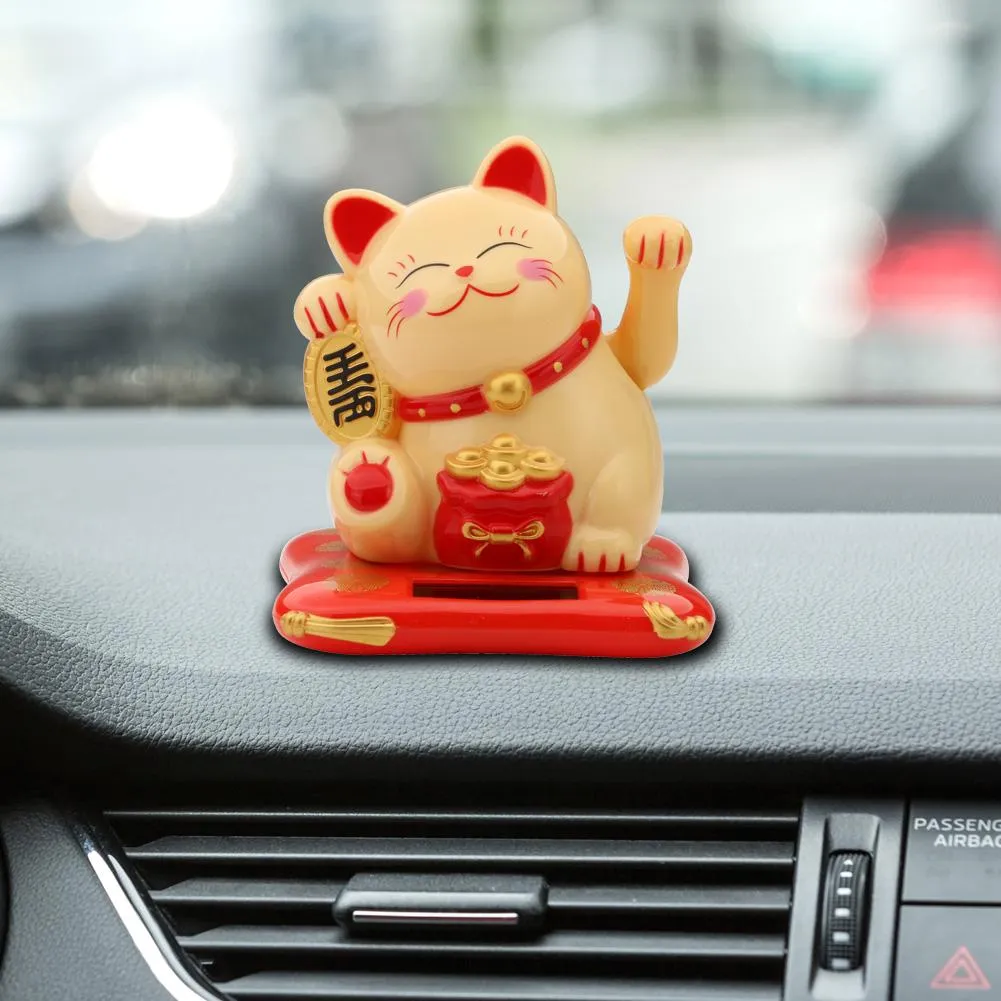 Solar Powered Waving Lucky Cat – Cute Decorative Maneki-Neko For Home, Office, Or Car Dashboard (White) - View #8