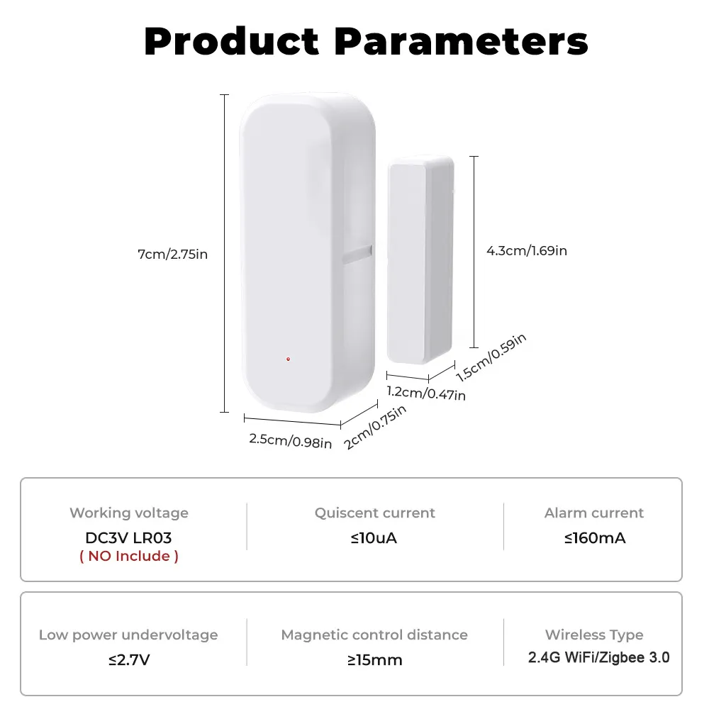 Tuya WiFi Zigbee Smart Door and Window Sensor Magnetic Security Alarm ...