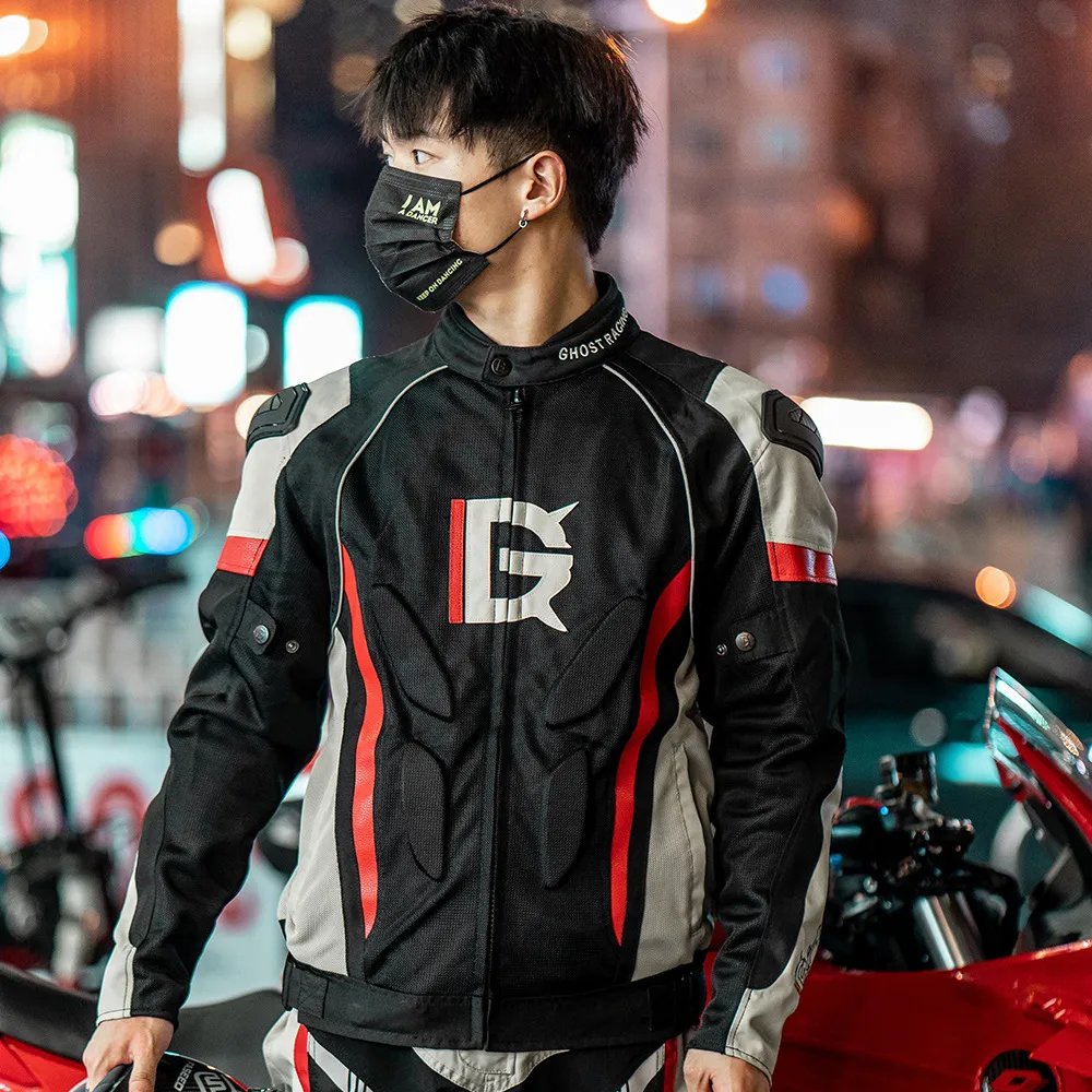 GHOST RACING バイクジャケット ブラック/レッド GHOST RACING Breathable Mesh Motorcycle Jacket  From Ddmyapr