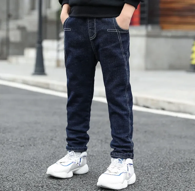 Kids Slim Fit Denim Pants: Durable Classic Straight Leg Trousers