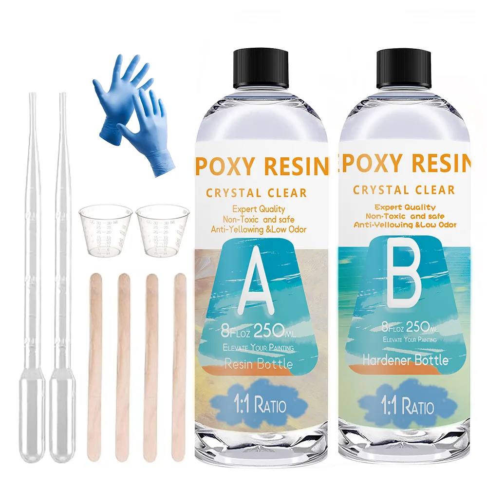 Epoxy Resin Dropper 1:1 Transparent Kit - 8 oz Resin and 8 oz Hardener ...