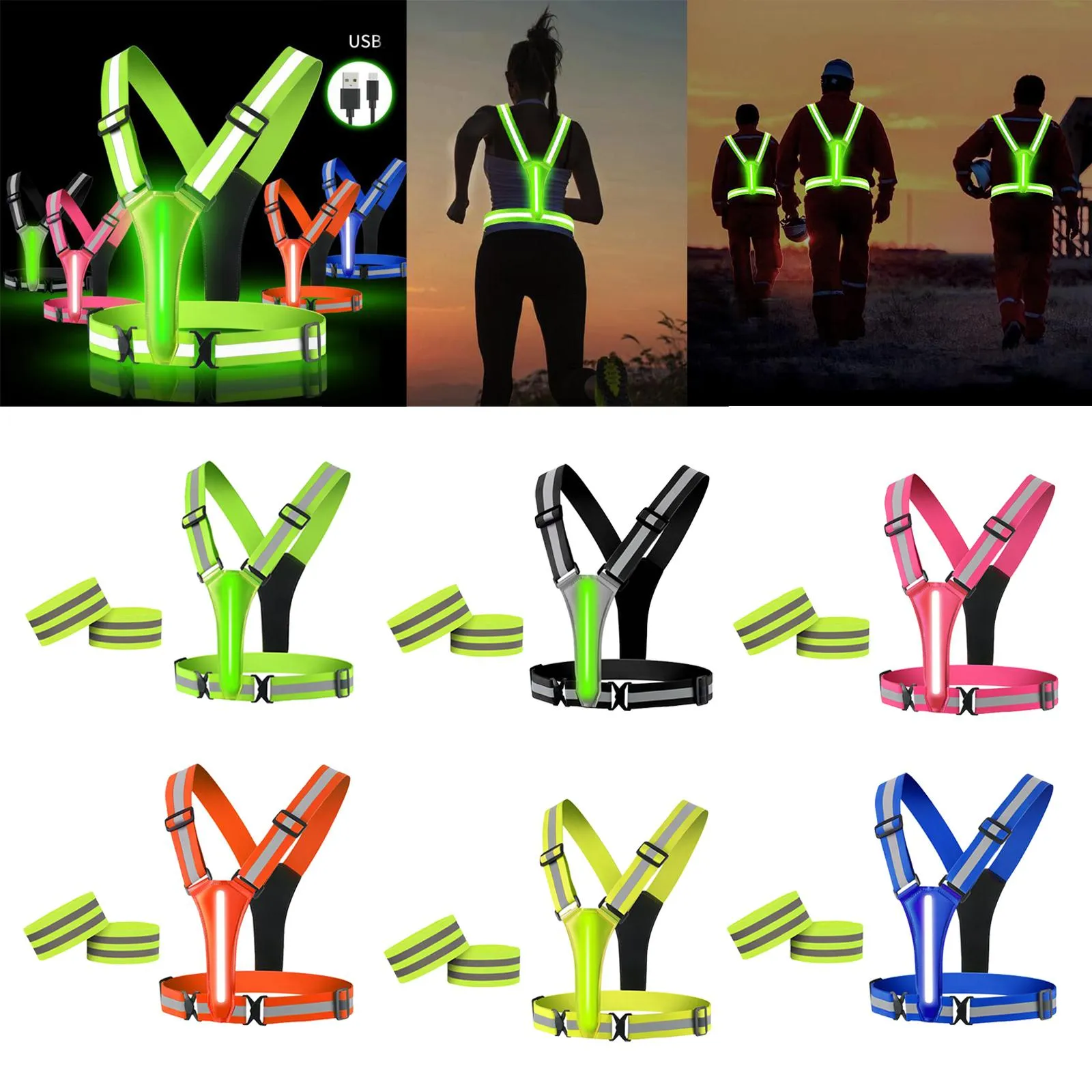Adjustable LED Reflective Vest Double Sided Glowing... From Ddmyjul ...