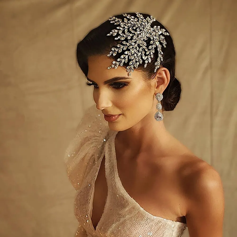 A320 Silver Gold Rhinestone Bridal Headpiece ... From  display picture 1