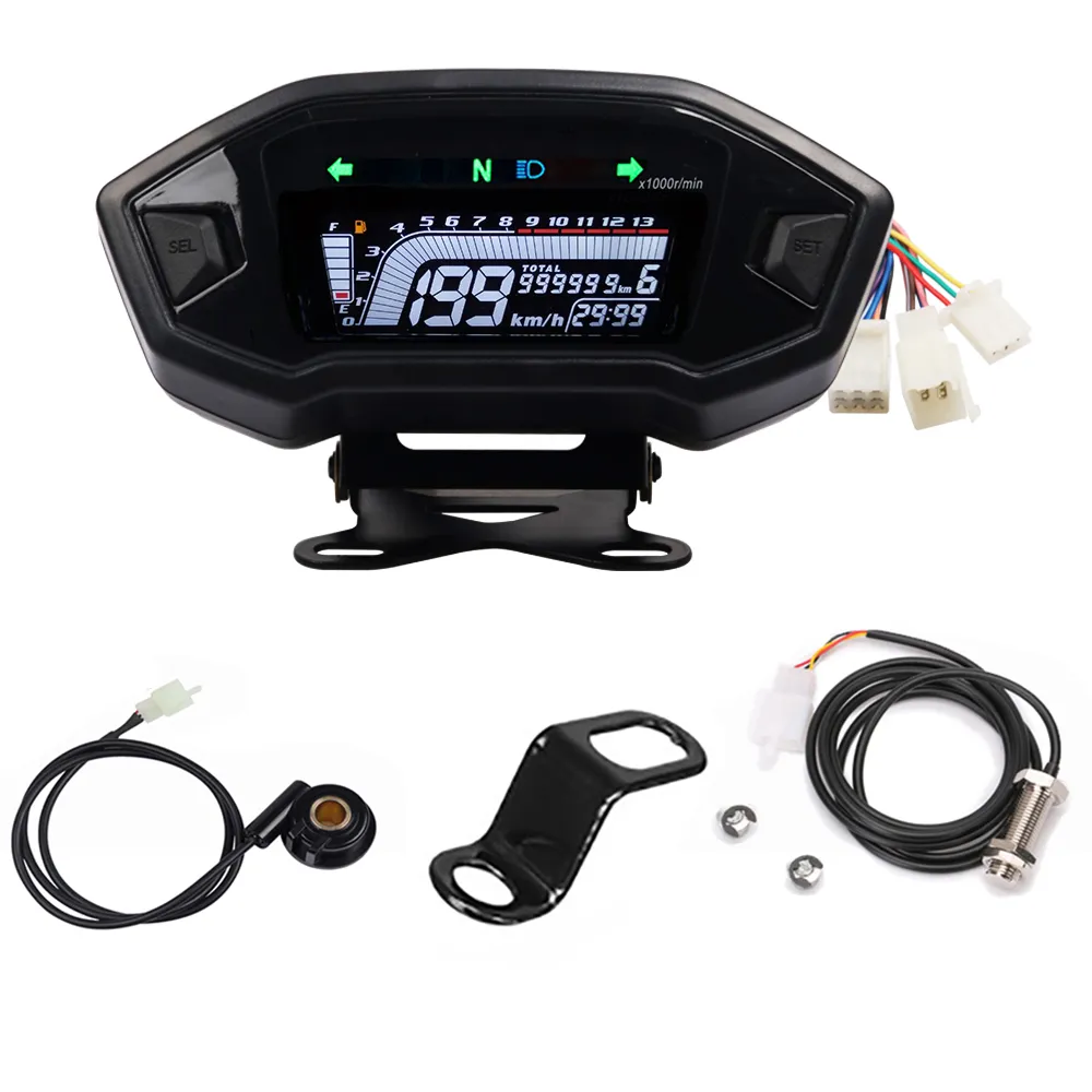 Instruments Motorcycle Tank Universal Motorcycle Digital Speedometer and Tachometer Dashboard ...