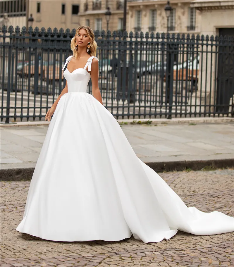 Brocade Ball Gown Wedding Dress With Big Bow In Back Timeless