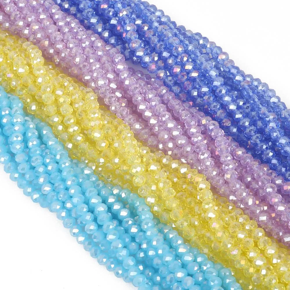 Faceted Glass Beads Bulk 100 Pcs 4mm Faceted Crystal Glass Rondelle Beads Loose Beads For 224448 - Foto 13
