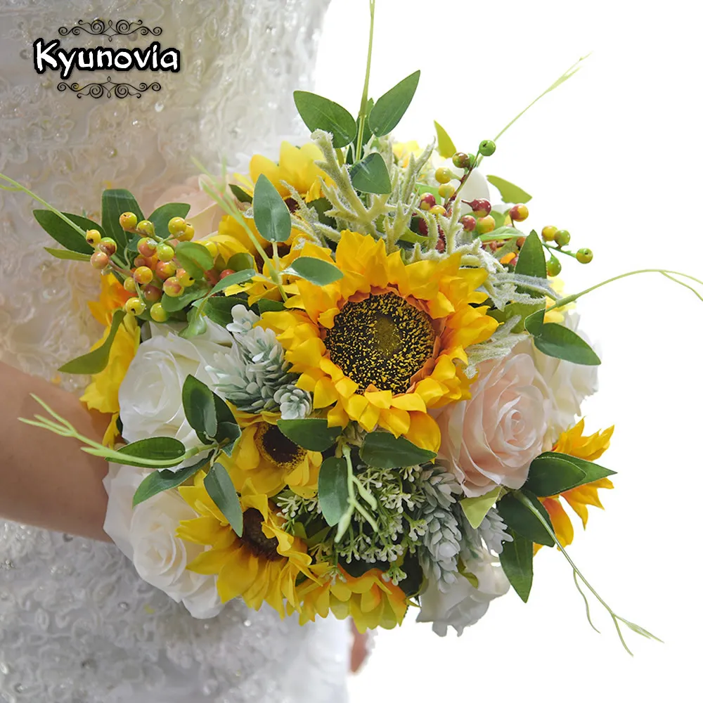 Artificial Silk Sunflower Bridal Bouquet (for Bride/Bridesmaid)
